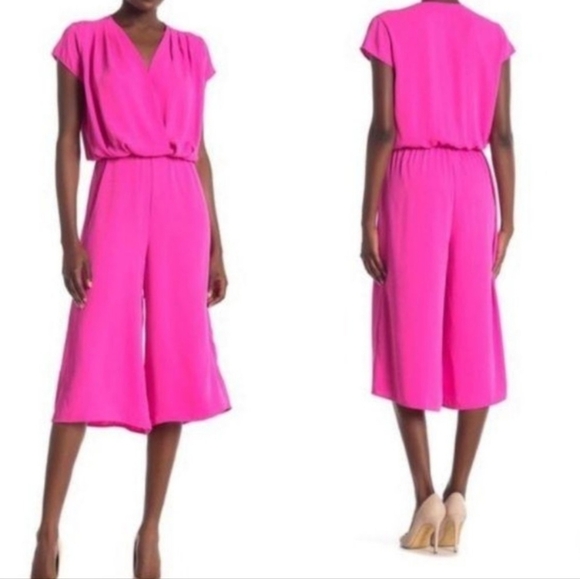 Amanda Uprichard Hot Pink Jumpsuit Wide Leg Crop Culotte - Picture 1 of 7